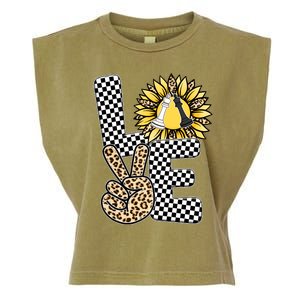 Chess T Shirts Love Chessboard Leopard Sunflower Graphic Plus Size Garment-Dyed Women's Muscle Tee