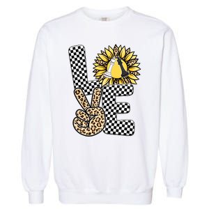 Chess T Shirts Love Chessboard Leopard Sunflower Graphic Plus Size Garment-Dyed Sweatshirt