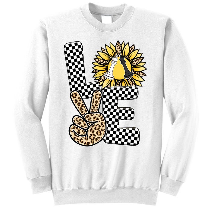 Chess T Shirts Love Chessboard Leopard Sunflower Graphic Plus Size Sweatshirt