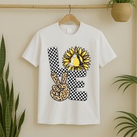 Chess T Shirts Love Chessboard Leopard Sunflower Graphic Plus Size T-Shirt