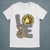 Chess T Shirts Love Chessboard Leopard Sunflower Graphic Plus Size T-Shirt