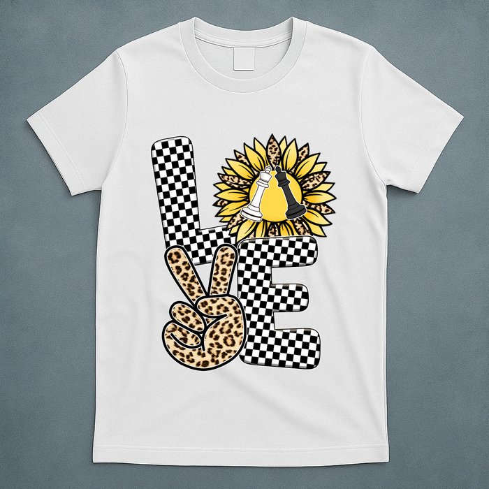 Chess T Shirts Love Chessboard Leopard Sunflower Graphic Plus Size T-Shirt