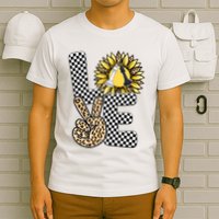 Chess T Shirts Love Chessboard Leopard Sunflower Graphic Plus Size T-Shirt