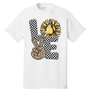 Chess T Shirts Love Chessboard Leopard Sunflower Graphic Plus Size Tall T-Shirt