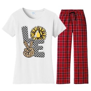 Chess T Shirts Love Chessboard Leopard Sunflower Graphic Plus Size Women's Flannel Pajama Set