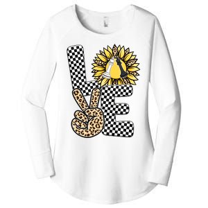 Chess T Shirts Love Chessboard Leopard Sunflower Graphic Plus Size Women's Perfect Tri Tunic Long Sleeve Shirt