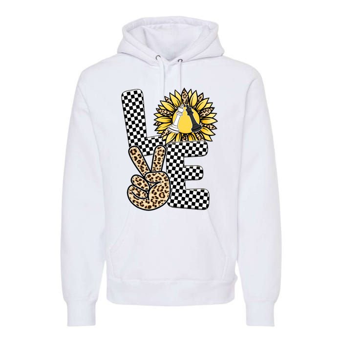 Chess T Shirts Love Chessboard Leopard Sunflower Graphic Plus Size Premium Hoodie