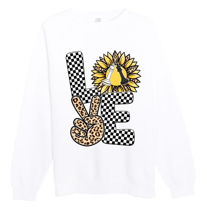 Chess T Shirts Love Chessboard Leopard Sunflower Graphic Plus Size Premium Crewneck Sweatshirt