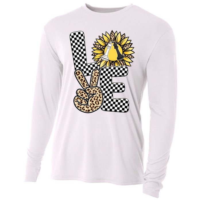 Chess T Shirts Love Chessboard Leopard Sunflower Graphic Plus Size Cooling Performance Long Sleeve Crew