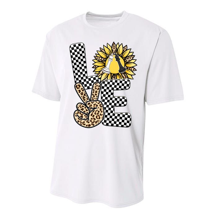 Chess T Shirts Love Chessboard Leopard Sunflower Graphic Plus Size Performance Sprint T-Shirt