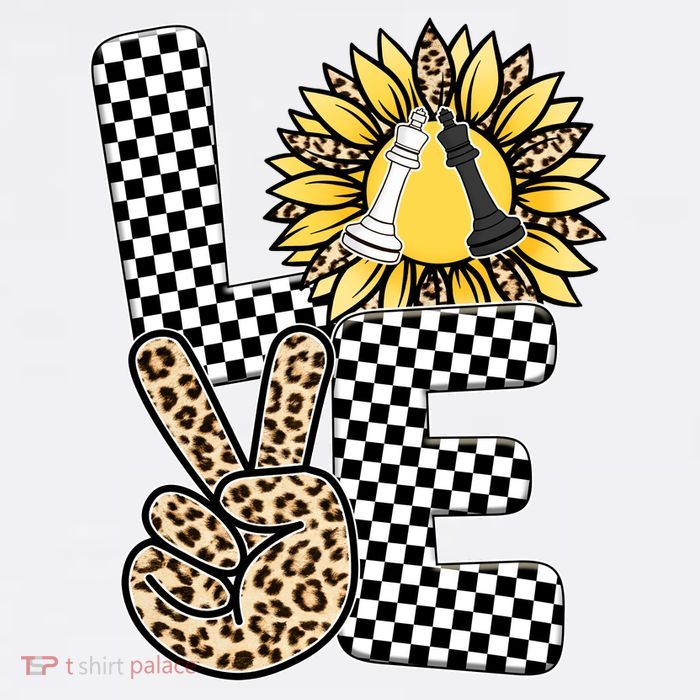 Chess T Shirts Love Chessboard Leopard Sunflower Graphic Plus Size Poster