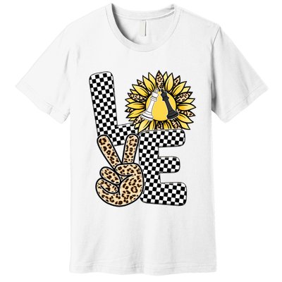 Chess T Shirts Love Chessboard Leopard Sunflower Graphic Plus Size Premium T-Shirt