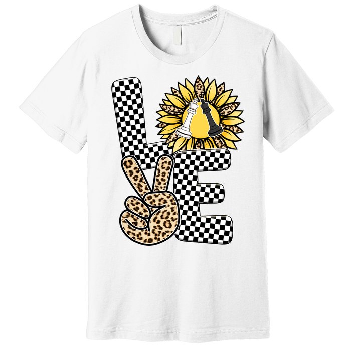 Chess T Shirts Love Chessboard Leopard Sunflower Graphic Plus Size Premium T-Shirt