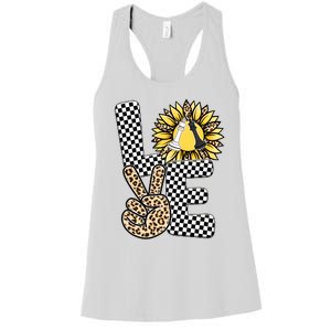 Chess T Shirts Love Chessboard Leopard Sunflower Graphic Plus Size Women's Racerback Tank