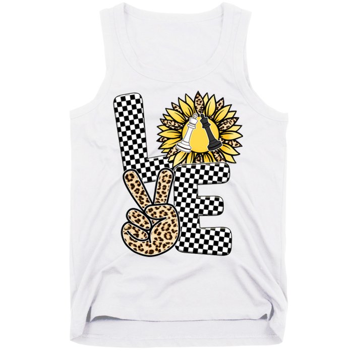 Chess T Shirts Love Chessboard Leopard Sunflower Graphic Plus Size Tank Top