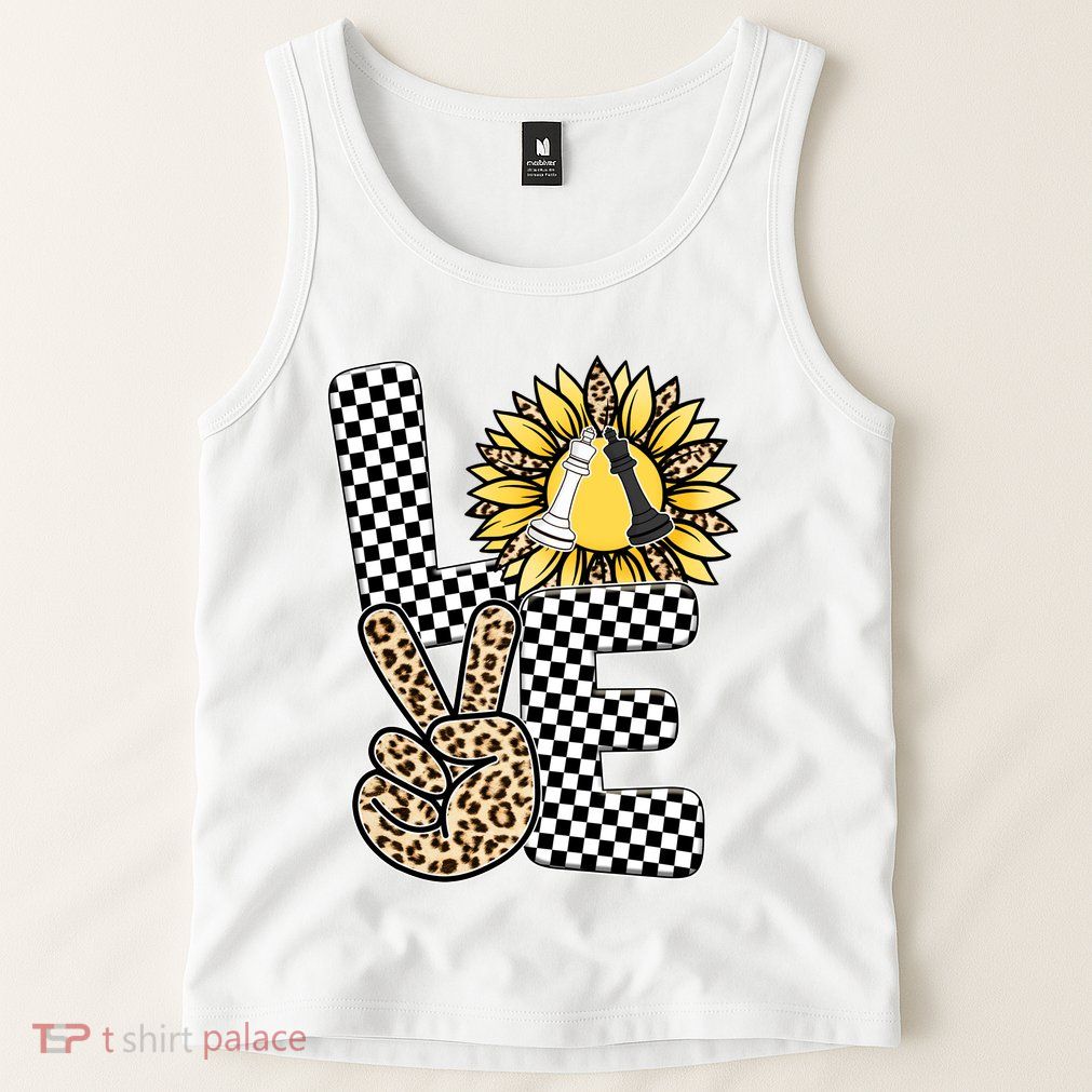Chess T Shirts Love Chessboard Leopard Sunflower Graphic Plus Size Tank Top