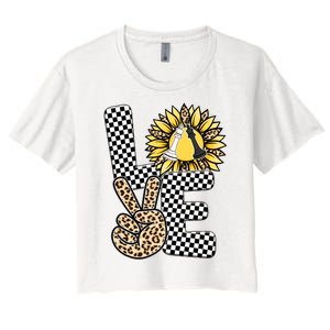 Chess T Shirts Love Chessboard Leopard Sunflower Graphic Plus Size Women's Crop Top Tee