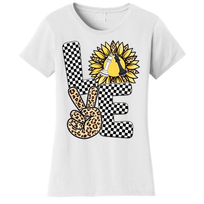 Chess T Shirts Love Chessboard Leopard Sunflower Graphic Plus Size Women's T-Shirt