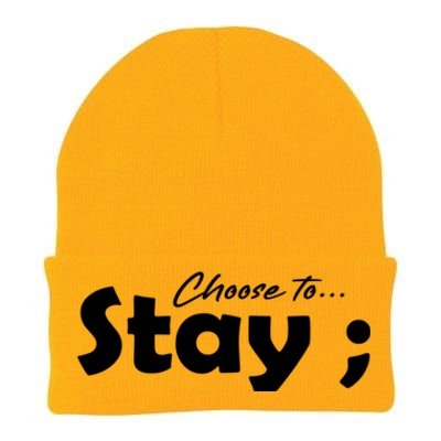 Choose To Stay Semicolon Suicide Prevention Awareness Gift Knit Cap Winter Beanie