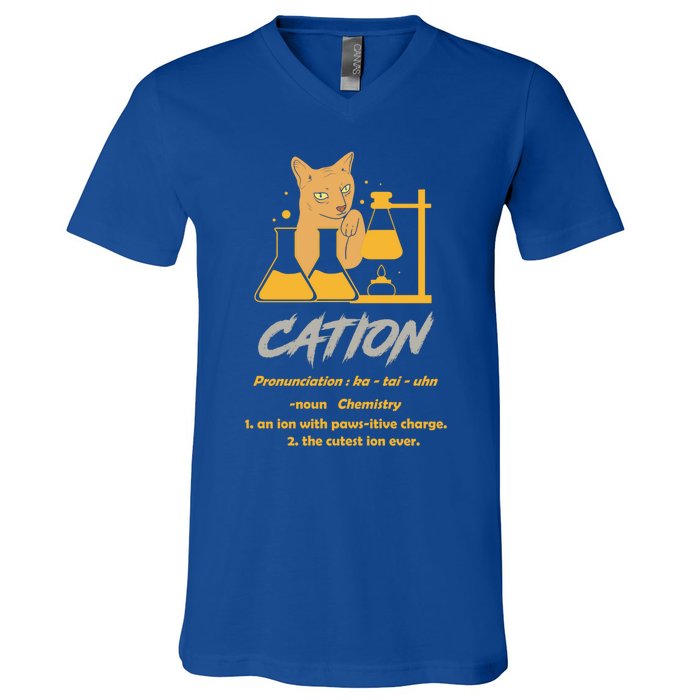 Chemistry Teacher Science Geek Cation Chemistry Cat Great Gift V-Neck T-Shirt