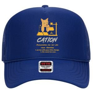 Chemistry Teacher Science Geek Cation Chemistry Cat Great Gift High Crown Mesh Back Trucker Hat