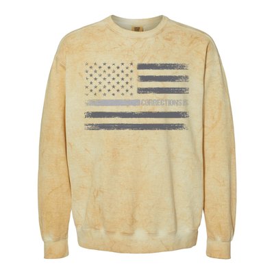 Corrections Thin Silver Line Flag For Correctional Officer Colorblast Crewneck Sweatshirt