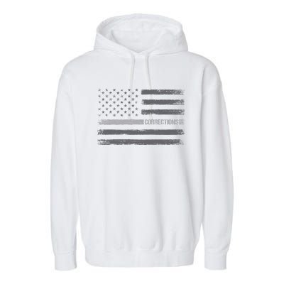 Corrections Thin Silver Line Flag For Correctional Officer Garment-Dyed Fleece Hoodie