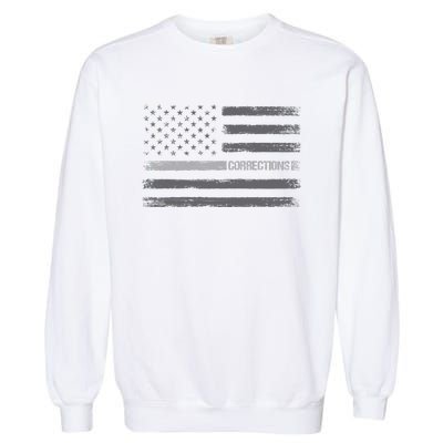 Corrections Thin Silver Line Flag For Correctional Officer Garment-Dyed Sweatshirt