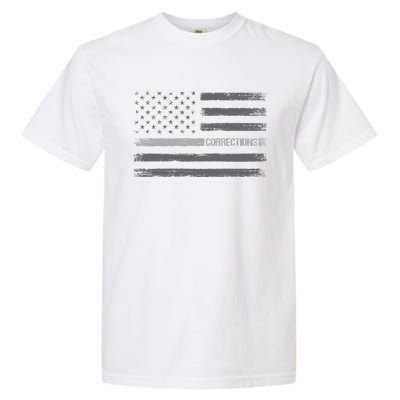 Corrections Thin Silver Line Flag For Correctional Officer Garment-Dyed Heavyweight T-Shirt