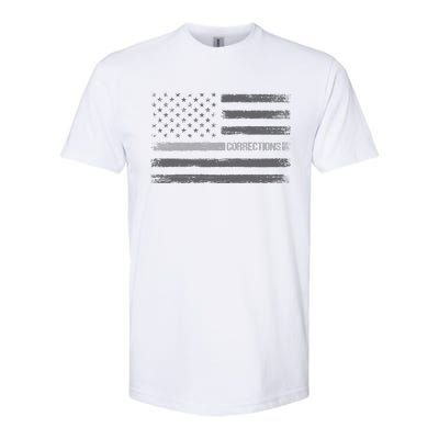 Corrections Thin Silver Line Flag For Correctional Officer Softstyle CVC T-Shirt