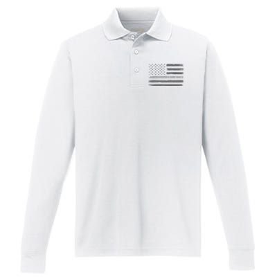 Corrections Thin Silver Line Flag For Correctional Officer Performance Long Sleeve Polo