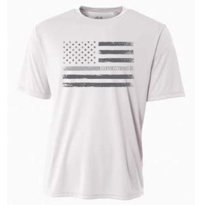 Corrections Thin Silver Line Flag For Correctional Officer Cooling Performance Crew T-Shirt