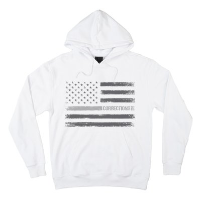 Corrections Thin Silver Line Flag For Correctional Officer Hoodie