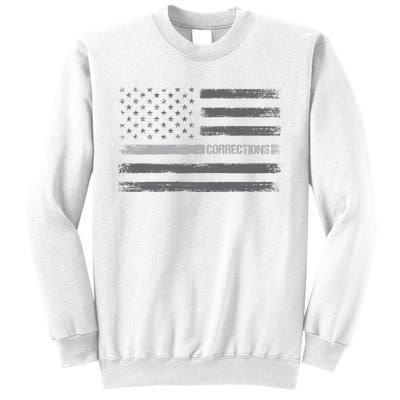 Corrections Thin Silver Line Flag For Correctional Officer Sweatshirt