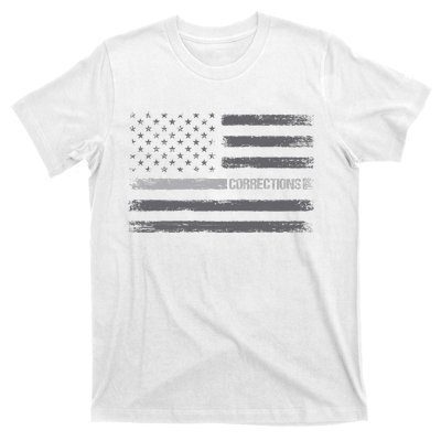 Corrections Thin Silver Line Flag For Correctional Officer T-Shirt