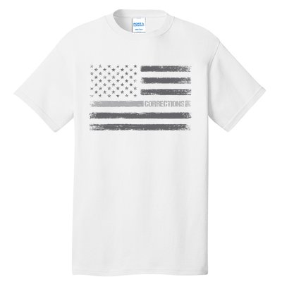 Corrections Thin Silver Line Flag For Correctional Officer Tall T-Shirt