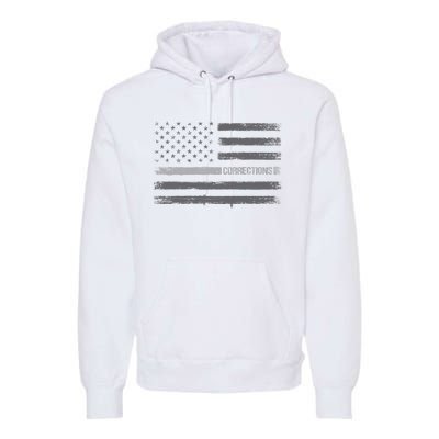 Corrections Thin Silver Line Flag For Correctional Officer Premium Hoodie