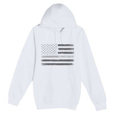 Corrections Thin Silver Line Flag For Correctional Officer Premium Pullover Hoodie