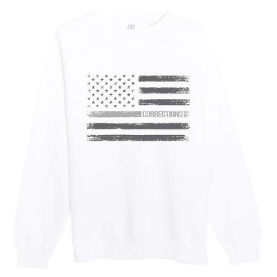 Corrections Thin Silver Line Flag For Correctional Officer Premium Crewneck Sweatshirt