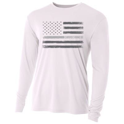 Corrections Thin Silver Line Flag For Correctional Officer Cooling Performance Long Sleeve Crew