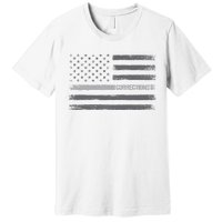 Corrections Thin Silver Line Flag For Correctional Officer Premium T-Shirt