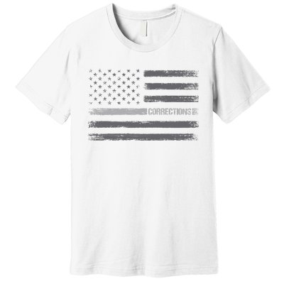 Corrections Thin Silver Line Flag For Correctional Officer Premium T-Shirt