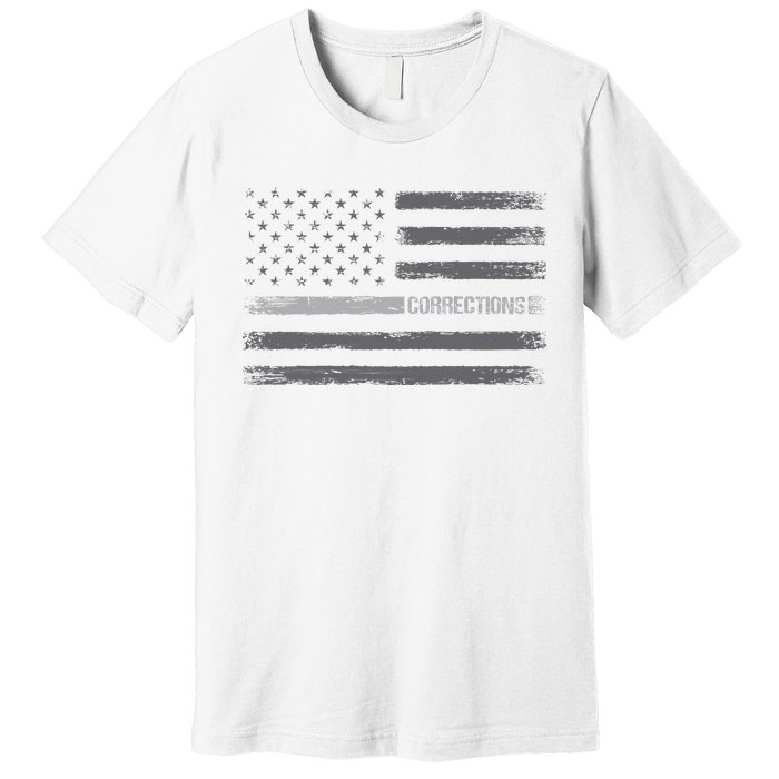 Corrections Thin Silver Line Flag For Correctional Officer Premium T-Shirt