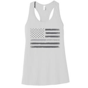 Corrections Thin Silver Line Flag For Correctional Officer Women's Racerback Tank