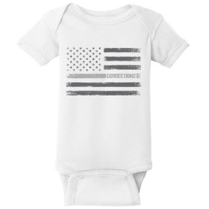 Corrections Thin Silver Line Flag For Correctional Officer Baby Bodysuit