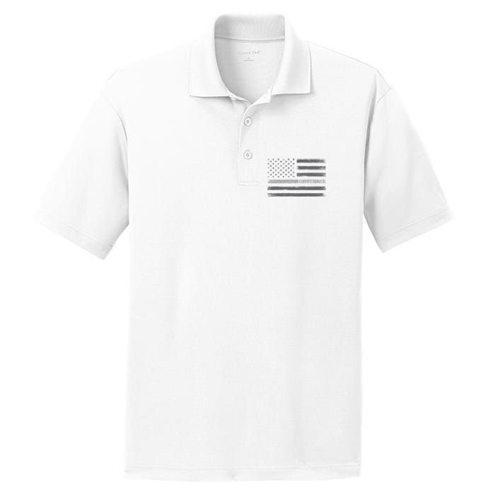 Corrections Thin Silver Line Flag For Correctional Officer PosiCharge RacerMesh Polo