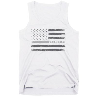 Corrections Thin Silver Line Flag For Correctional Officer Tank Top