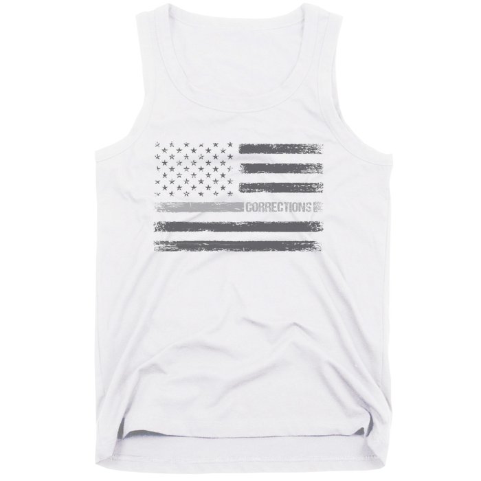 Corrections Thin Silver Line Flag For Correctional Officer Tank Top