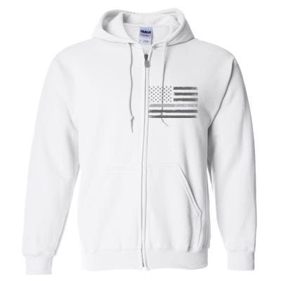 Corrections Thin Silver Line Flag For Correctional Officer Full Zip Hoodie