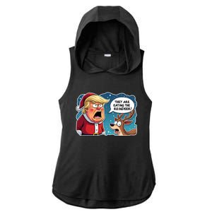 Christmas Trump Santa Claus They Are Eating The Reindeer Funny Gift Ladies PosiCharge Tri-Blend Wicking Draft Hoodie Tank